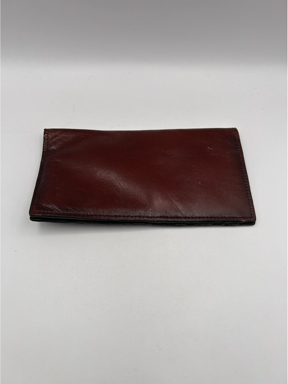 Mens Checkbook Wallet Burgundy Bifold Long ID Window Card Case Leather Credit